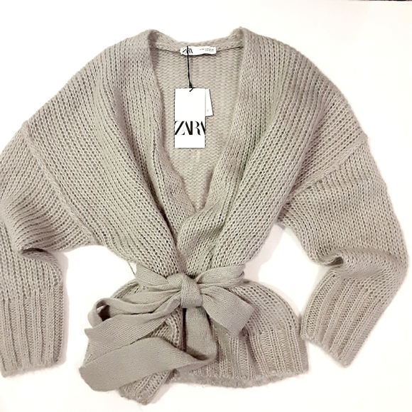 Zara Sweaters - New ZARA Light Gray Mohair Sweater Cardigan